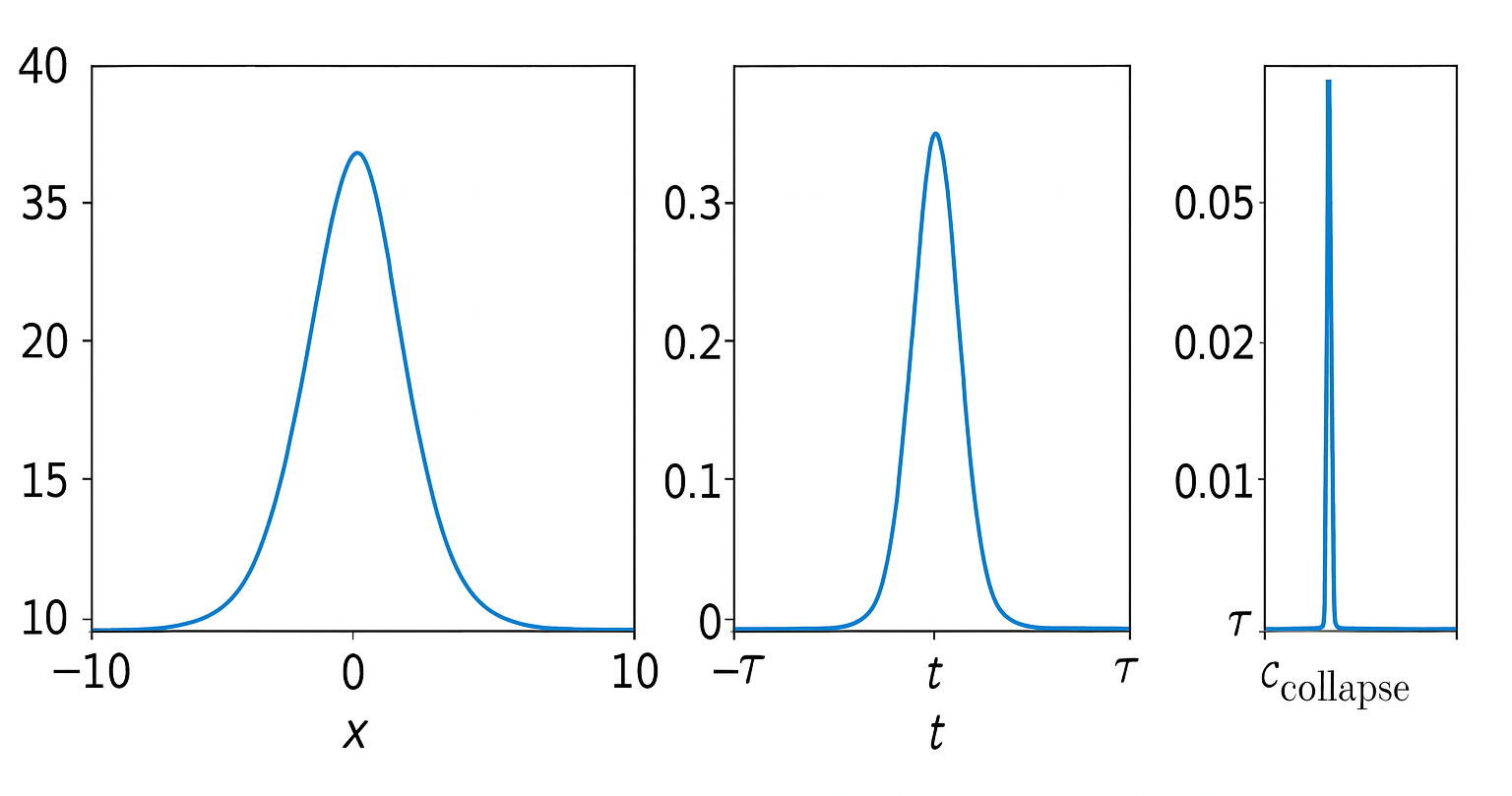 Simulated time-evolution of the projected probability distribution P(x, t) for a QHO ground state during a strong position measurement.